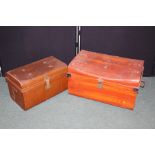 Tin cabin trunk with wood effect paint decoration smaller tin cabin trunk (2)