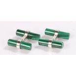 Pair of silver and malachite cufflinks