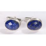 Lapis lazuli oval facetted 925 cufflinks