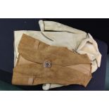 A sheepskin coat, together with a leather waistcoat, (2)