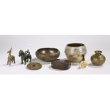 Collection of 19th and 20th Century Asian works of art to include a metal box decorated with Islamic