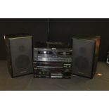 Technics three piece set, to include Stereo Tuner ST-X933L, Amplifier SU-X911, double cassette