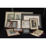 Collection of prints to include two framed hunting prints, two framed sets of three Wills