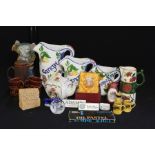 Decorative china to include jugs, pots and covers, porcelain factory labels etc. (qty)