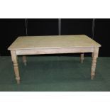 Oak farmhouse style dining table on turned legs, 166cm x 95cm