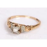 14 carat gold diamond set ring, with a central round cut diamond