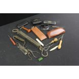 A collection of objects, to include Salters scales, spectacles, pocket knives, etc, (qty)