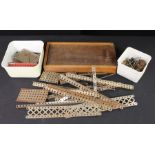 Quantity of Meccano, some housed in a wooden box with sliding lid (qty)