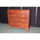 Victorian oak chest of two short and three long drawers, on bracket feet, 122cm wide