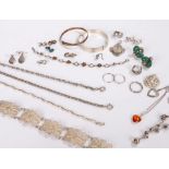 Silver and white metal jewellery, to include earrings, bracelets, medallion, etc, (qty)