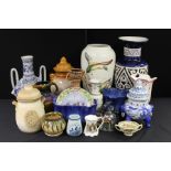 Decorative china to include an art pottery and other vases, rumtopfs etc. (qty)