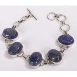 Lapais lazuli links on a 925 set bracelet