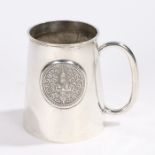 Far Eastern sterling silver tankard, decorated with a goddess to the front, 10cm high, 4.3oz
