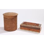 Carved Indian rectangular box, the lid carved with an image of the Taj Mahal, with ivory and