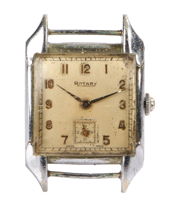 Rotary Art Deco style gentleman's wristwatch, the signed cream dial with gilt Arabic numerals and