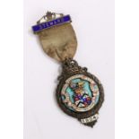 Silver and enamel Masonic medal, 1904, with Steward bar