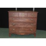 Victorian mahogany chest of three short and three long drawers, with oval brass back plates to the