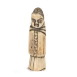 Japanese Meiji period netsuke, the bone netsuke depicting a standing man in full length robes, 7cm