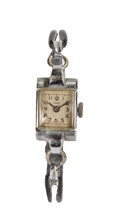 Oris ladies Art Deco style wristwatch, the signed silver dial with Arabic numerals, manual wound,