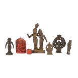 Seven Hindu and Buddhist figures to include Ganesha, Buddha and various others, tallest 9cm (7)