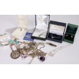 Silver jewellery, to include necklace, pendants, brooches, etc, (qty)