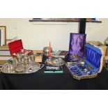 Quantity of silver plated items, to include flatware, trays, dishes, etc, (qty)