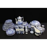 Large quantity of Spode, in blue and white, with a cheese board, plates, cups, coffee pot, tureen