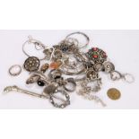 Silver and white metal jewellery, to include chains, medallions, brooches, etc, (qty)