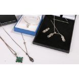 Silver jewellery, to include pendant necklaces, chains and earrings