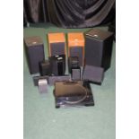 Quantity of speakers and a boxed Hitachi HT-MD28 turntable, UNTESTED