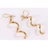 Pair of 9 carat gold earrings, of swirl design, 1.9 grams