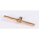 9 carat gold pocket watch T bar, 1.7 grams