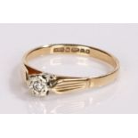 9 carat gold diamond set ring, ring size O