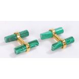 Malachite cufflinks, on silver gilt metal links