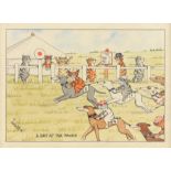 Louis William Wain (1860-1939), "A Day at the Races", depicting cats riding horses, signed