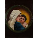 Francis Barrow, Virgin Mary and child, surround by an oval leaf wreath, signed oil on canvas,