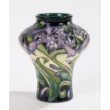 Moorcroft Isis pattern vase, the bulbous neck above a tapering body, with foliate decoration,