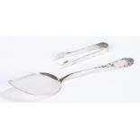 WMF cake server, with flattened shaped blade, the handle with cast foliate decoration, pair of WMF
