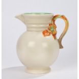 Clarice Cliff Newport Pottery 'My Garden' pattern jug, with raised floral decoration, printed and
