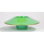 Carlton Ware vase, of mushroom form, the green lustrous body with gilt rim, 31cm diameter