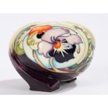 Moorcroft Thoughts in Flight pattern vase, the orb form body with raised swirled decoration