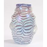 Sergio Rossi Murano glass vase, the blue interior and exterior decorated in white and pale purple