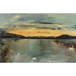 Manner of Robert Leslie Howey (1900-1981), Ullswater, oil on canvas, housed in a hessian mount and