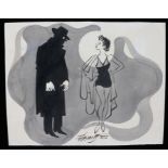 Robert Stewart Sherriffs (1906-1960), caricature study of a shady figure in discussion with a