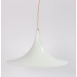 Cream painted hanging lamp, with tapering shade, 40cm diameter