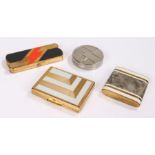 Four vintage powder compacts; a Helena Rubenstein enamel & gold tone compact, a Mul-koh tap powder