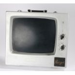 Bigi attache case in the form of a television, with two rotating dials, 43.5cm wide