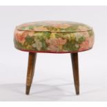 Mid 20th Century stool by Sherborne, the foliate upholstered top raised on turned tapering legs with