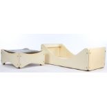 Max Glendinning for Race Furniture cream painted coffee table and footstool, the coffee table with