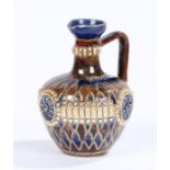 Royal Doulton jug, the body with raised stylised beaded floral decoration, impressed marks to